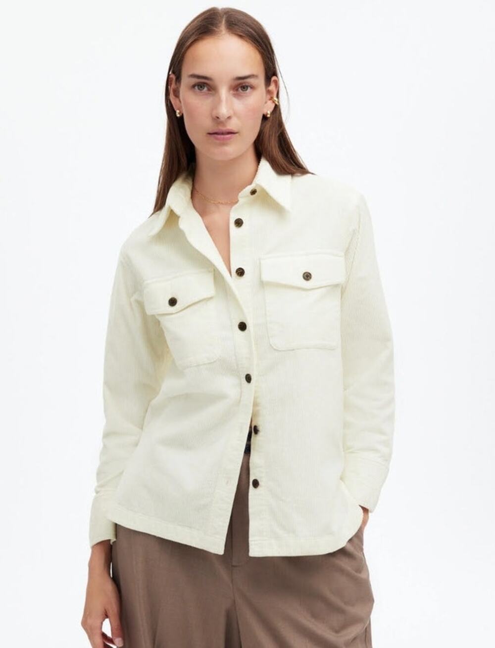 NWT Madewell Corduroy Relaxed Shirt-Jacket Ivory XS